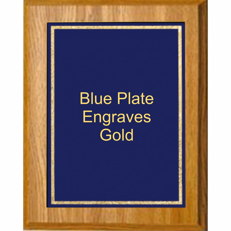5" x 7" Oak Finish Plaque with a Blue Florentine Plate