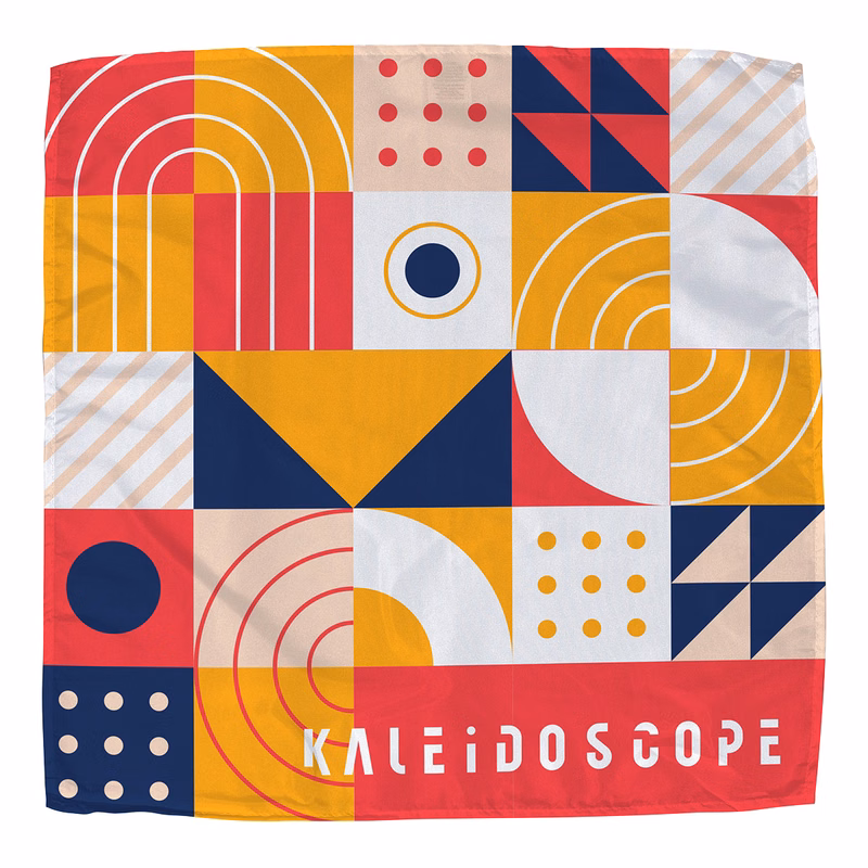 Poly Micro-Peach Bandana 21" x 21" - Full Color