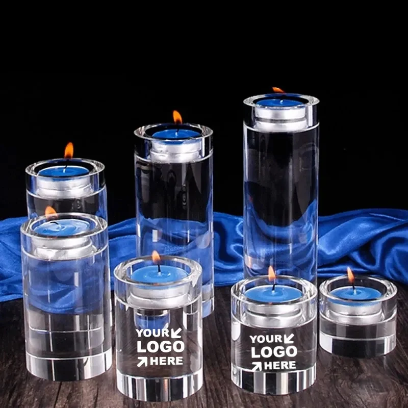 Engraved Crystal Tealight Candle Holders 1