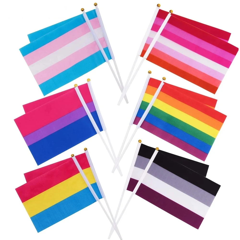 Rainbow Flags with Flagpoles 1