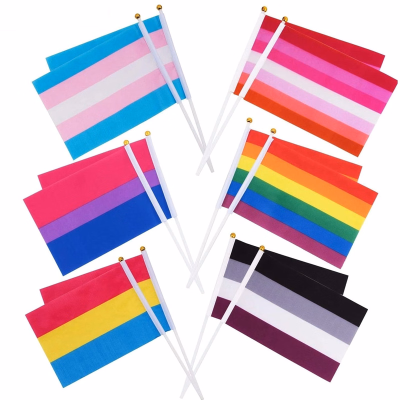 Rainbow Flags with Flagpoles