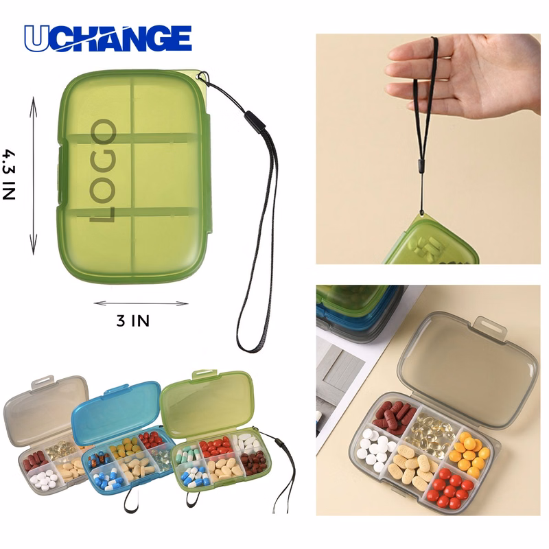 Health Durable 6-Compartment Pill Organizer Case for Travel