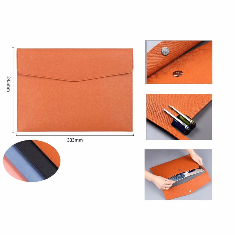 A4 PU Leather Envelope Folder With Magnetic Snap