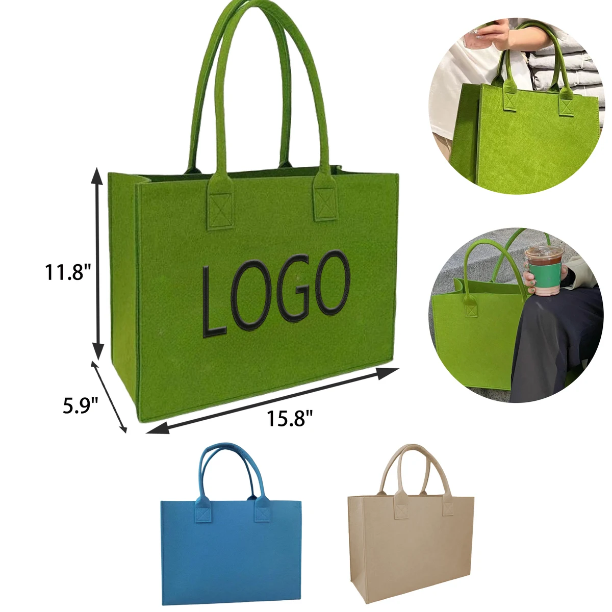MOQ 50 PCS Gift Felt Tote Bag, custom tote bag with logo imprint 1