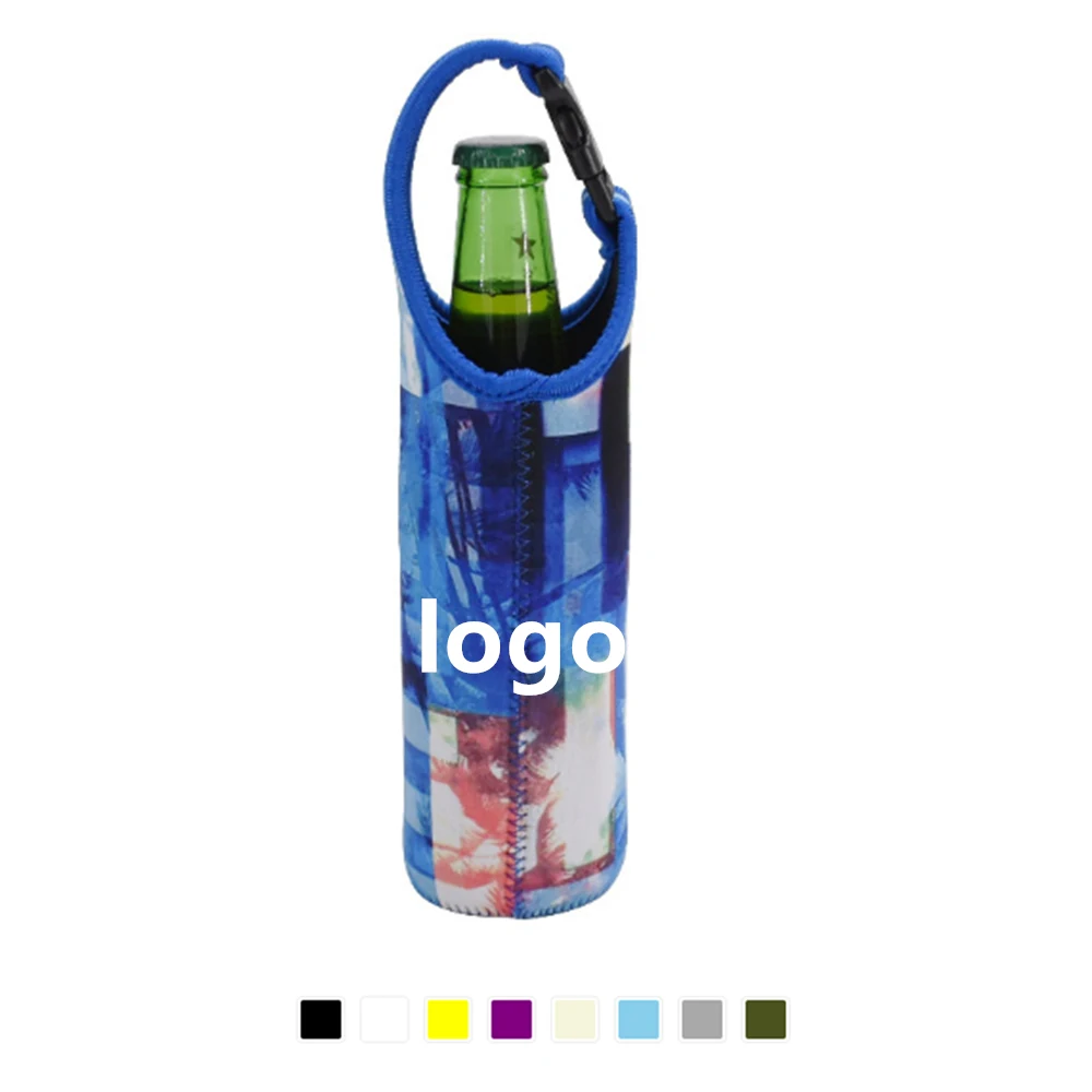 Neoprene Bottle Carrier Holder Pouch, custom koozie with logo imprint 1