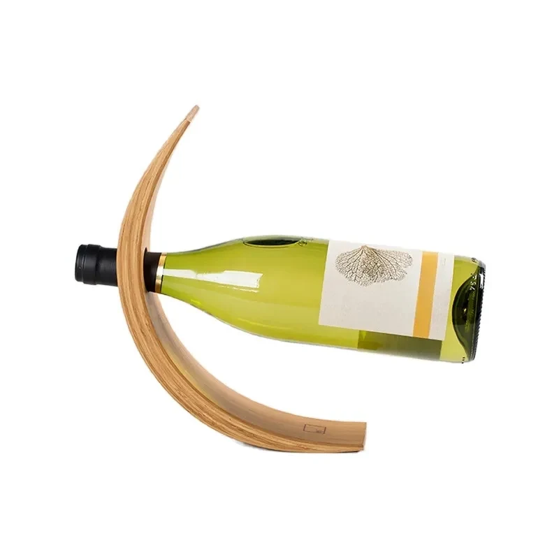 Curved Bamboo Tabletop Wine Bottle Rack/Holder 1