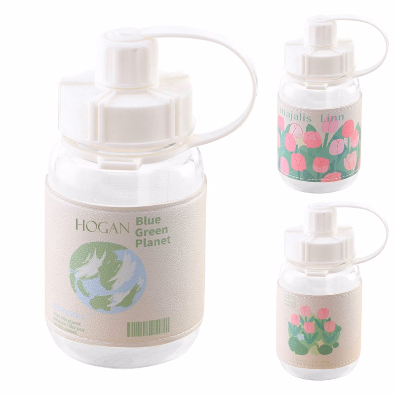 Single-layer glass water bottle with leather cover