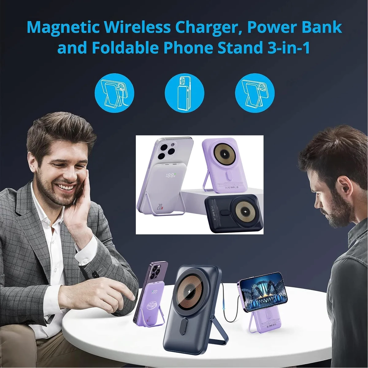 PD 20W MagSafe Battery Pack w/ LED Display & Foldable Stand 1