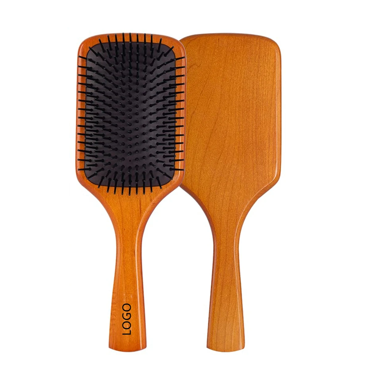 Wooden Paddle Hair Brush With Nylon Bristles For Men Women 1