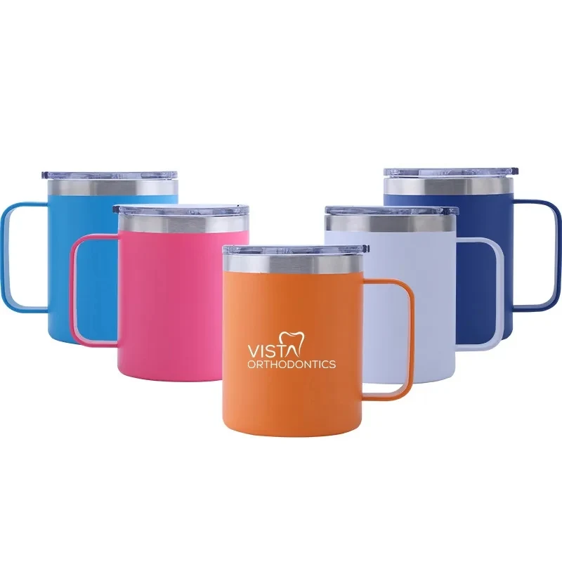 14oz Double Wall Stainless Steel Vacuum Coffee Mug With Lid 1