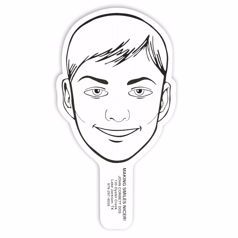 Face Shape Hand Fan, Screen Printed
