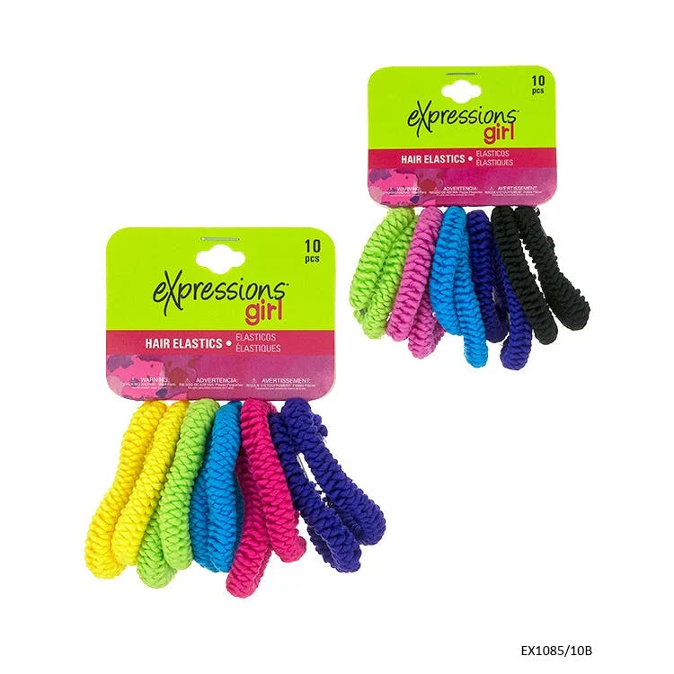 Bright Braided Hair Elastics - 10 Pieces Assorted 1