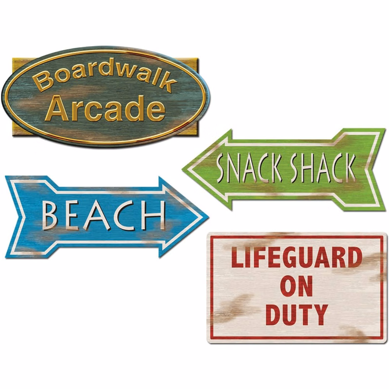 Beach Sign Cutouts - 4 Pack 14"