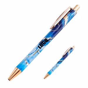 Gold Stamped Marble Pattern Metal Click Pen