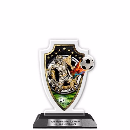 Acrylic Trophy: 6" Arrow Head, Female Soccer Field