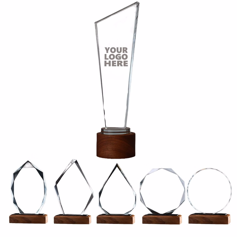 Crystal Trophy With Walnut Wase