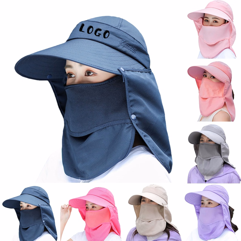 UV Protection Sunshade Hat W/ Detachable Mask/Neck Flap