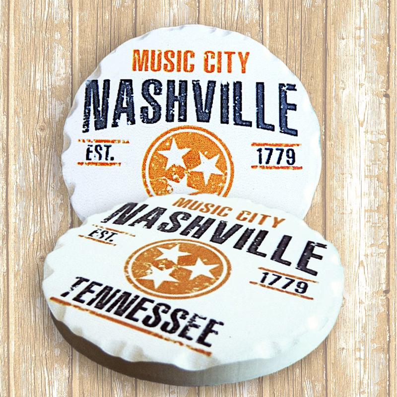 Magnet Round Chiseled Edge Ceramic Stone - Basic Print