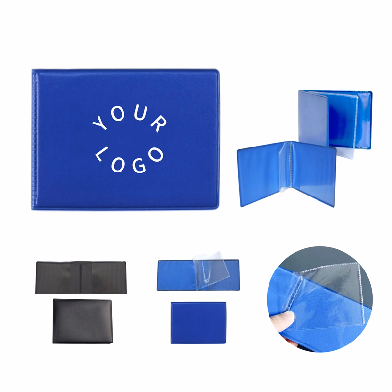 PVC Driver License Card Holder With Two Transparent Sleeves 4" x 3"
