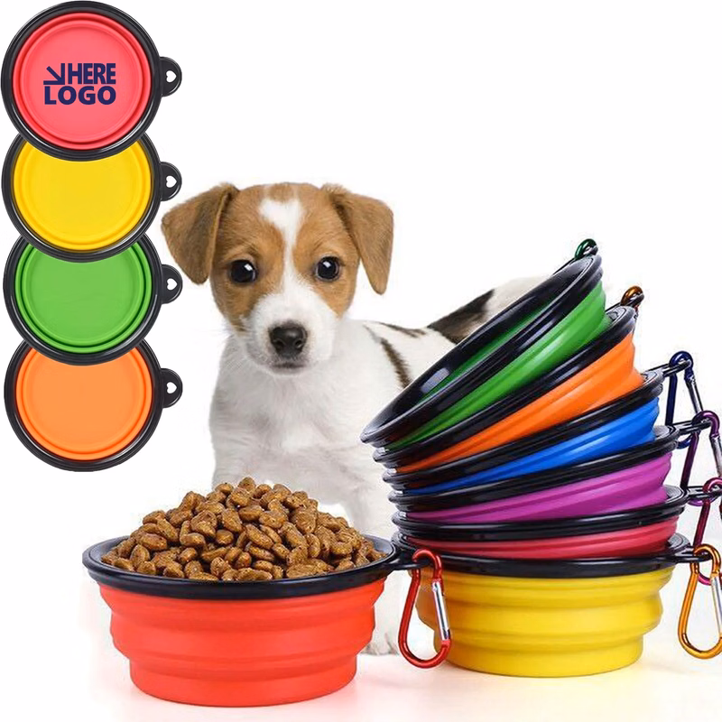 MOQ 50PCS Portable Outdoor Pet Silicone Folding Bowl for Dog