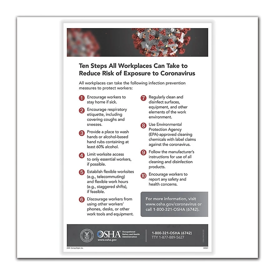 Reduce Risk Of COVID-19 Exposure In Workplace Poster 1