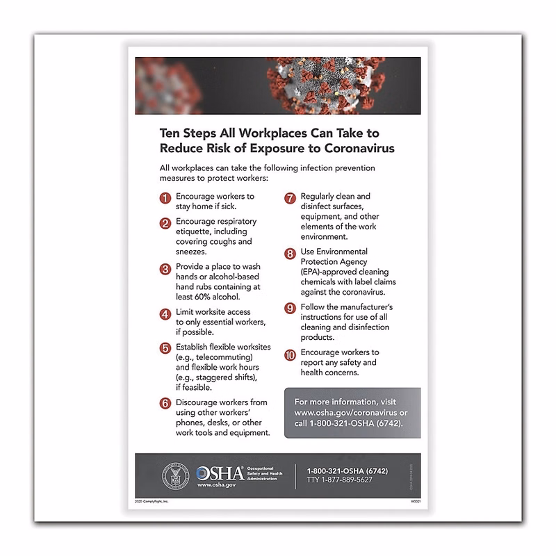 Reduce Risk Of COVID-19 Exposure In Workplace Poster