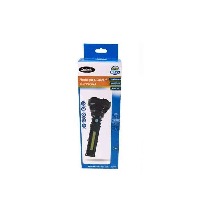 Solar Power Flashlight Black - 9.5"