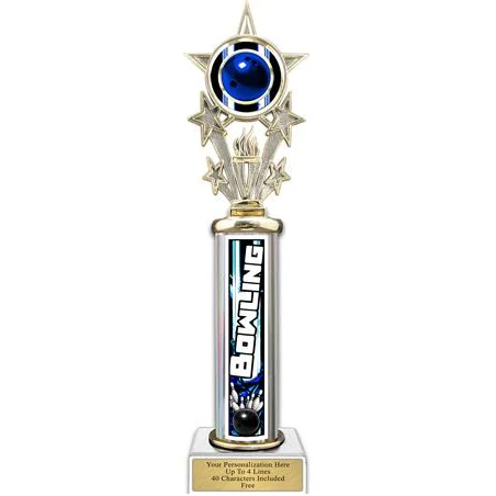 Trophy, 12" Action Matrix Bowling Blue 1 column, 1