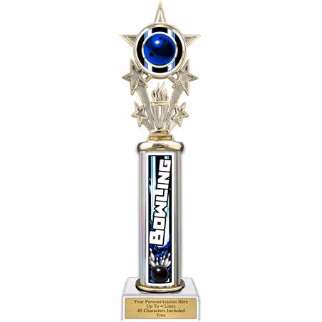 Trophy, 12" Action Matrix Bowling Blue 1 column,