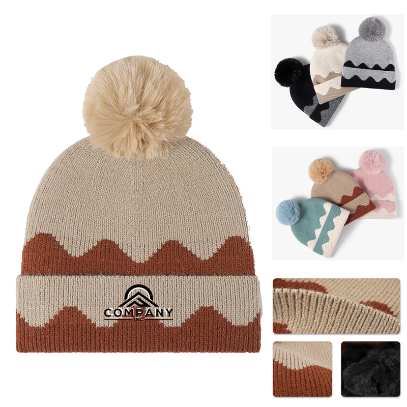 Thick Winter Beanie With Pompom for Women 1
