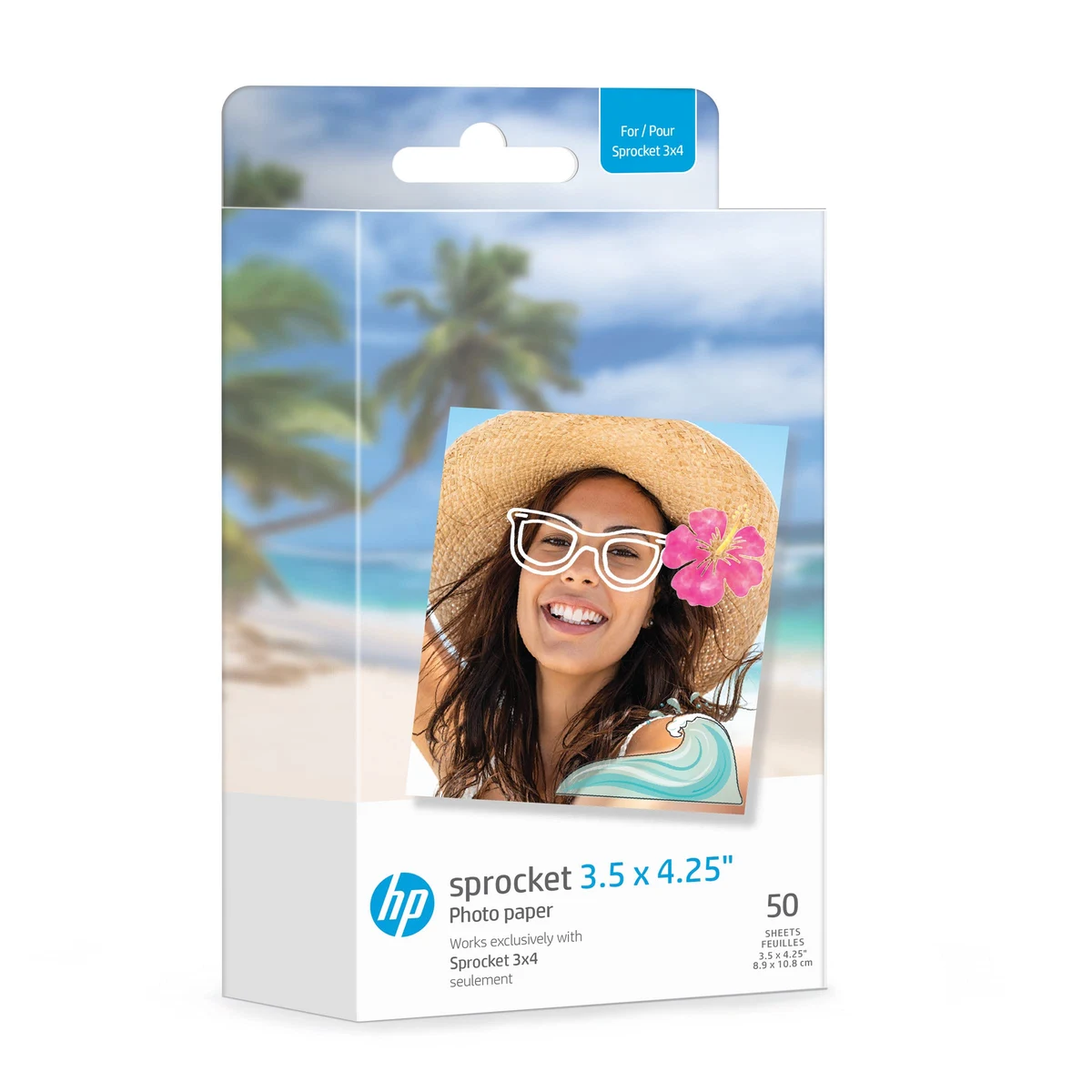 HP Sprocket 3.5 x 4.25" Zink Sticky-Backed Photo Paper (50 Pack) Compatible with HP Sprocket 3x4 ... 1