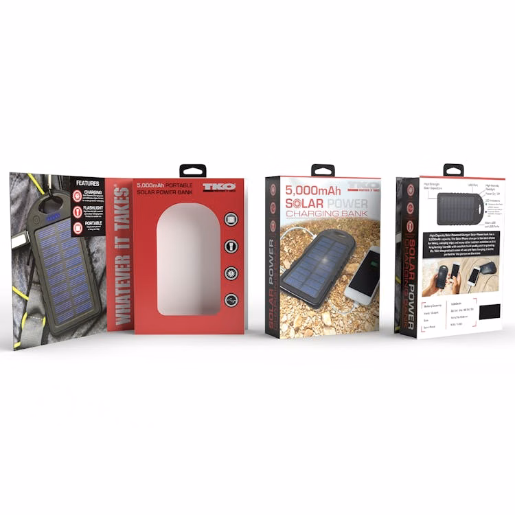 Solar Power Bank - 5000 mAh Black