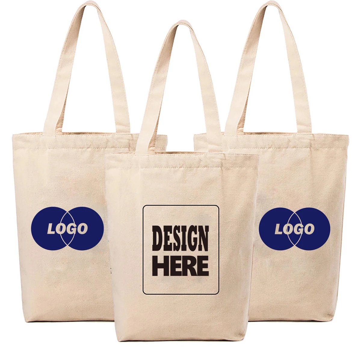 Natural Cotton Canvas Fiber ote Bags, custom tote bag with logo imprint 1