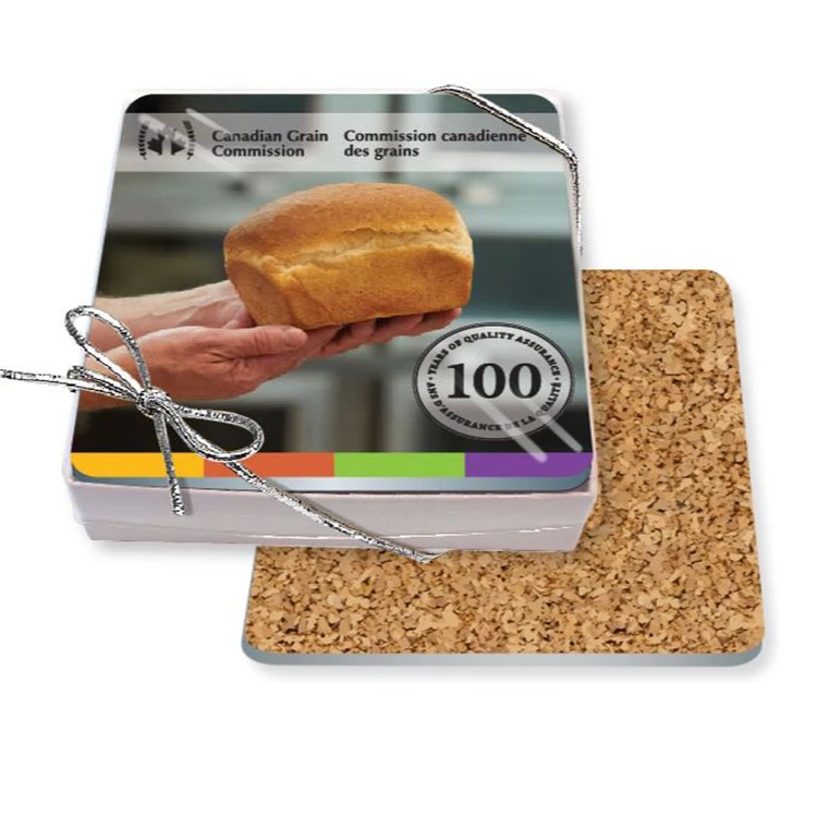 Gift Boxed Set of 4 Premium Square Coasters .010 Frosted Plastic Top & 1/16" cork 1