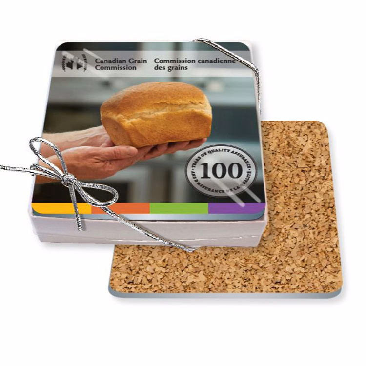 Gift Boxed Set of 4 Premium Square Coasters .010 Frosted Plastic Top & 1/16" cork
