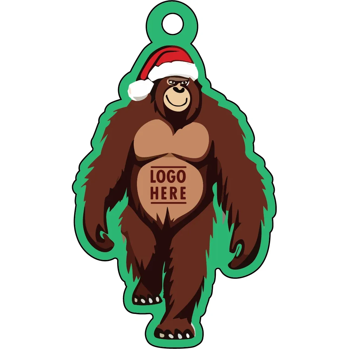 Full Color Acrylic Ornaments - Bigfoot w/ Santa Hat 1