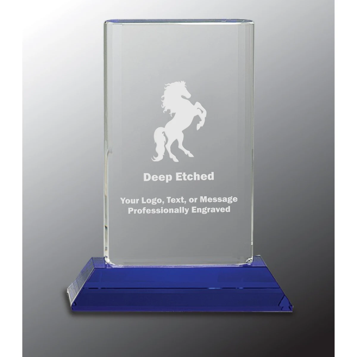 7 3/4" Crystal Cylinder Award on Blue Pedestal Base 1