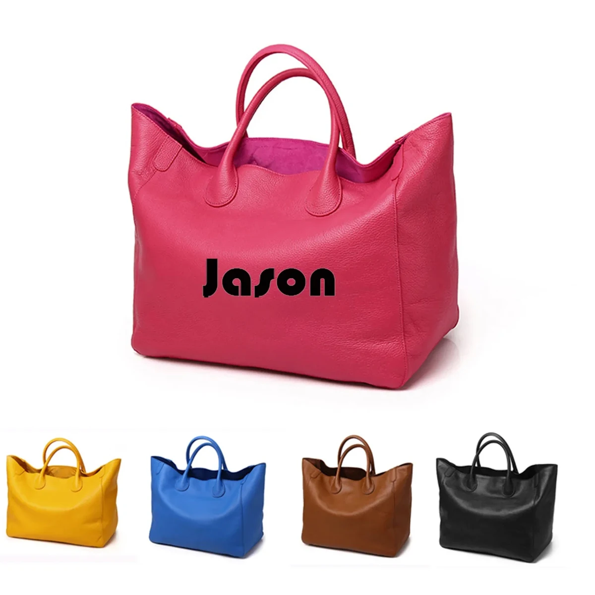 Genuine Leather Tote Bag, custom tote bag with logo imprint 1