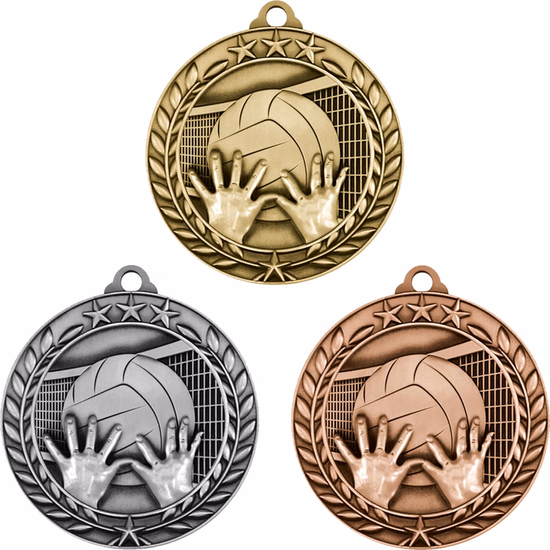 Stock Small Academic & Sports Laurel Medals: Volleyball