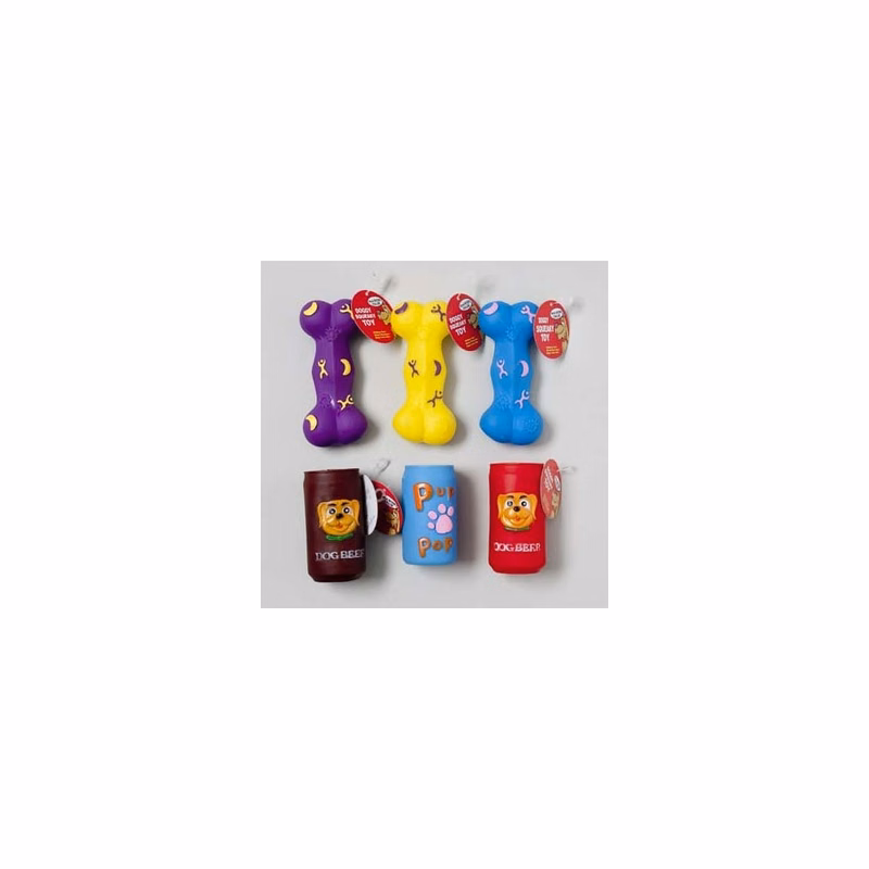 Vinyl Dog Toys - Bone & Can Shapes Assorted Colors