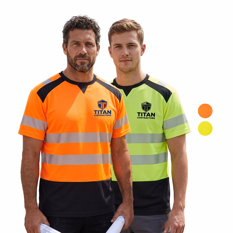 3.8 Oz. Polyester Class 3 Color Block Safety T-Shirt With Segmented Tape