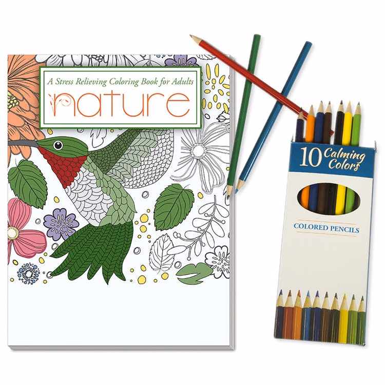 Adult Coloring Book Sets - 24 Pages Colored Pencils Included