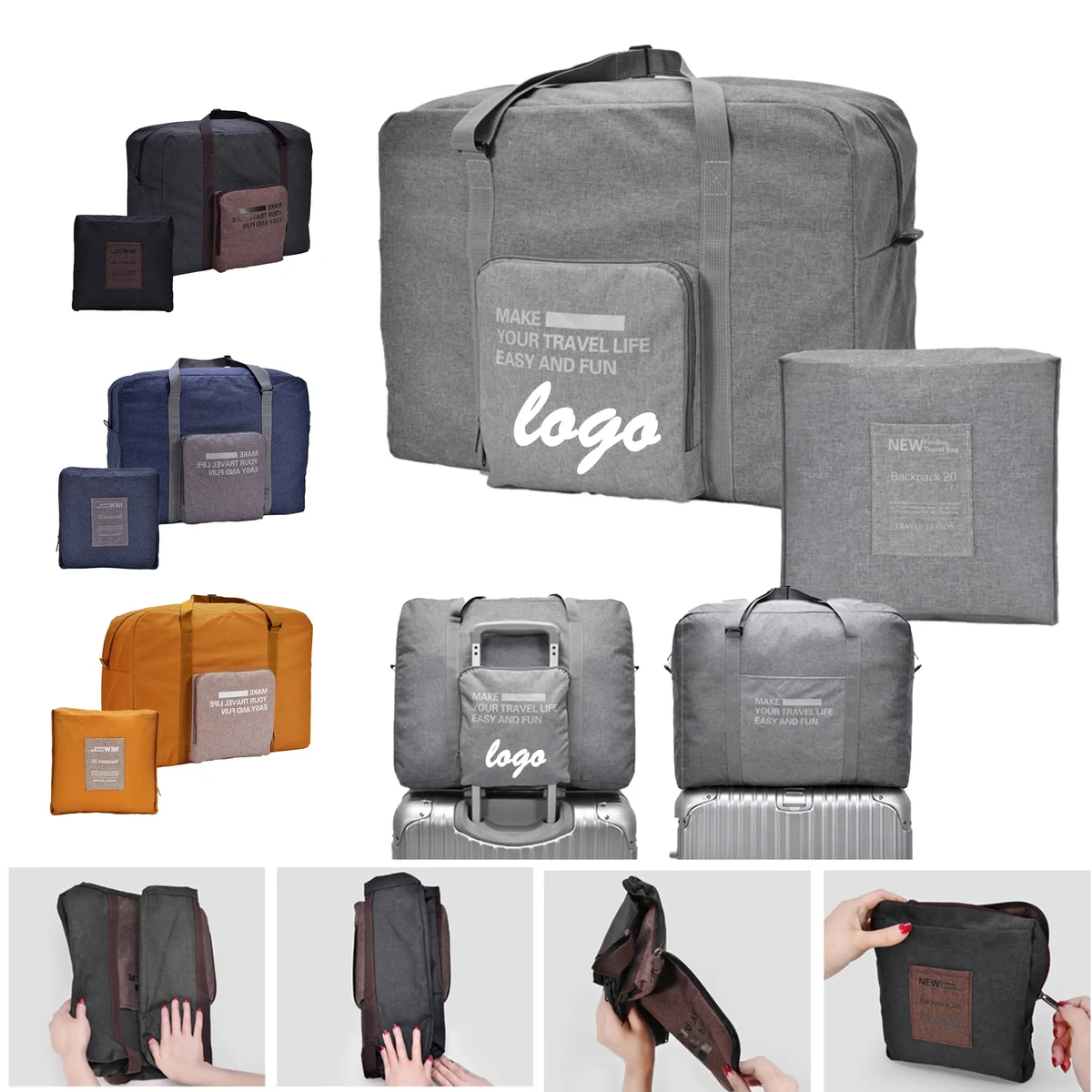 MOQ 30 Folding Travel Storage Bag Polyester Duffel 1