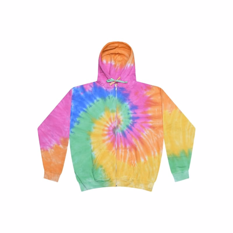 Colortone Unisex Tie-Dyed Full-Zip Hooded Sweatshirt - 8888