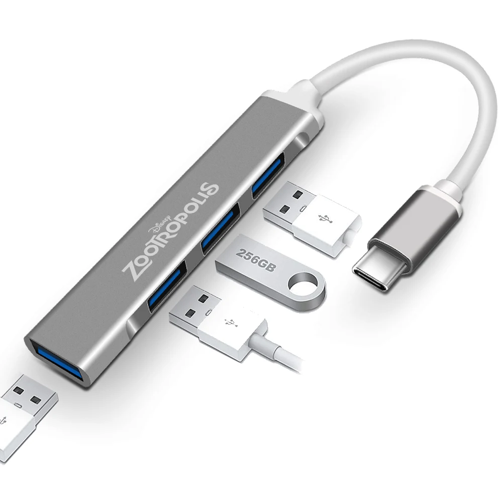 Ultra-Slim Type-C USB 3.0 Hub with 4 Ports – Compatible with MacBook 1