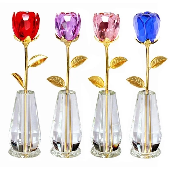 Crystal Rose Flower with Vase Wedding Favors 1
