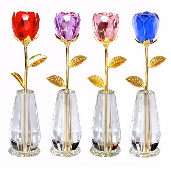 Crystal Rose Flower with Vase Wedding Favors