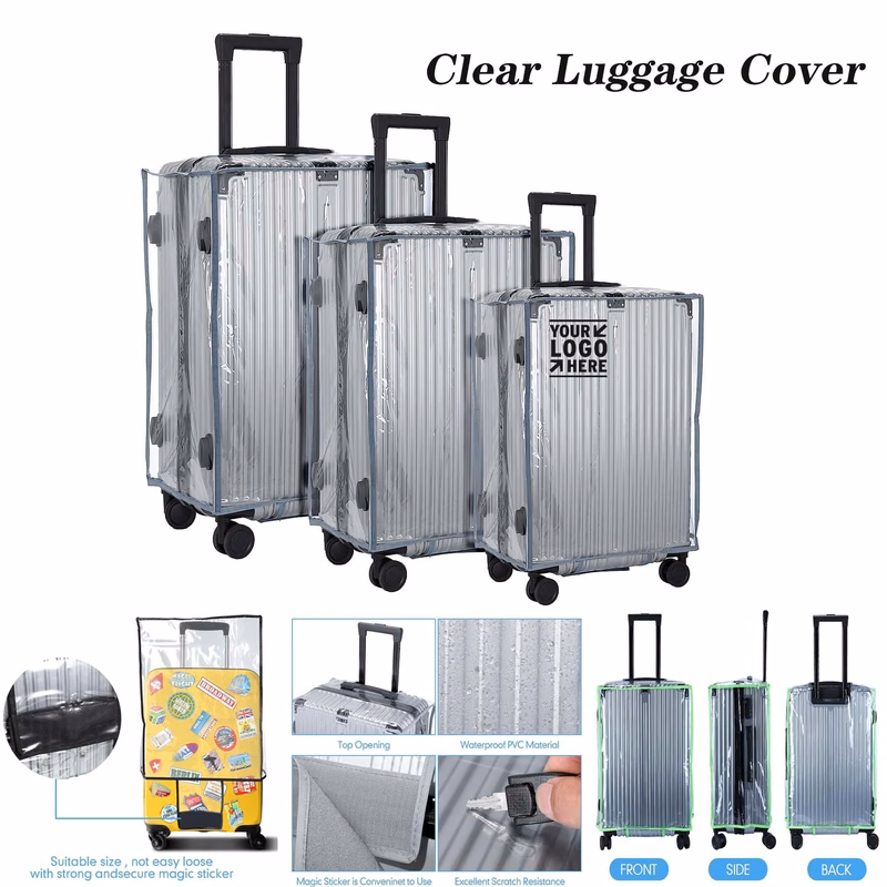3 Pieces Clear PVC Smooth Waterproof 20Inch Luggage Cover