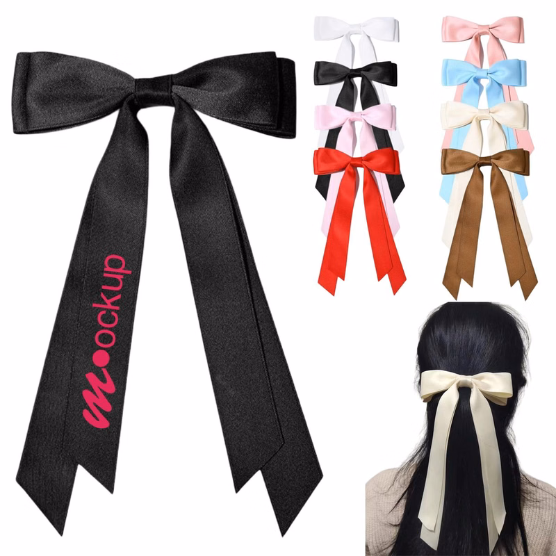 Silky Satin Metal Clips Hair Bow