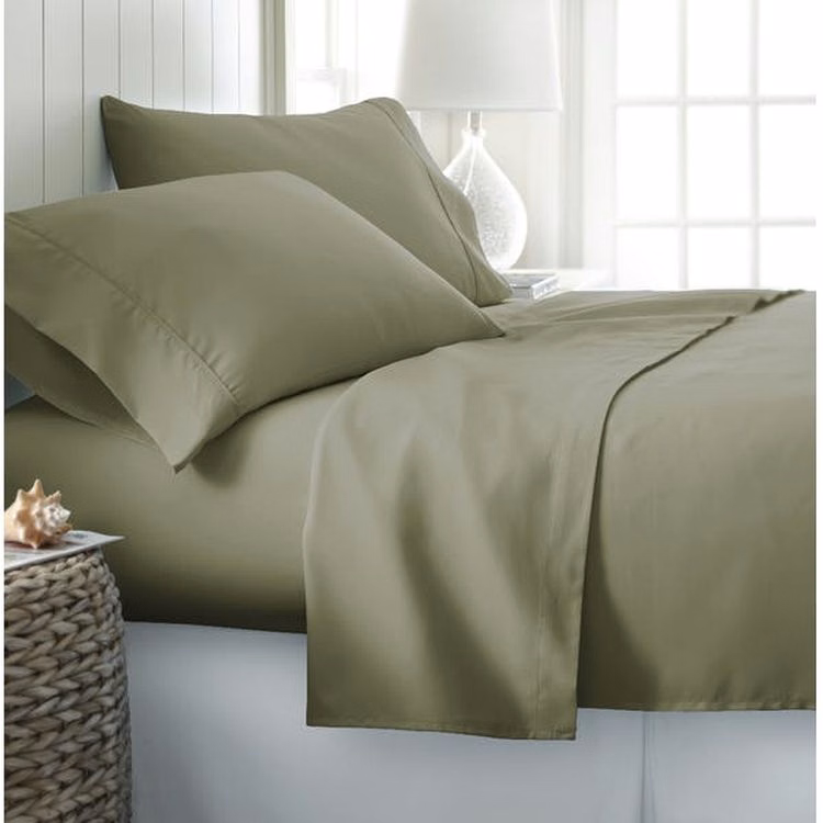 Microfiber Bed Sheet Sets - Sage King 4 Piece Double-Brushed